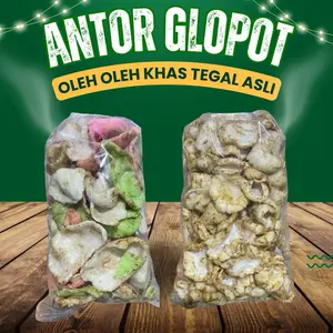 Krupuk Antor Glopot Khas Tegal Adiwerna&Jatilawang Rasa Gurih Enak Renyah Cocok Untuk Teman Nongkrong/Nonton kerupuk Camilan Food Snack Cemilan Bawang keripik & camilan isi Makanan