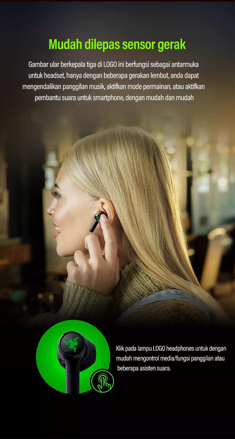 Product Introduction of Headset gaming headset Bluetooth nirkabel sejati Razer Hammerhead dengan mikrofon HiFi stereo 22
