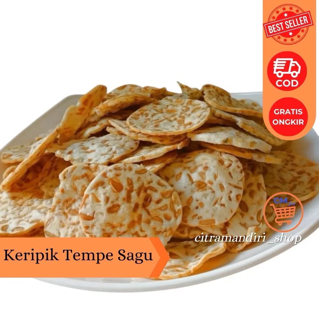 Keripik Tempe Sagu 500 Gr Makanan -  Snack Cemilan Asin Gurih Renyah