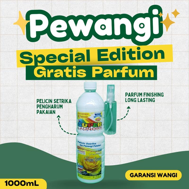 pelicin pewangi pengharum pakaian parfum laundry setrika SUPER LAUNDRY FREE PARFUM PAKAIAN aroma mawar super laundry loundry mawar kuning mawar merah mawar hitam Plastik 0