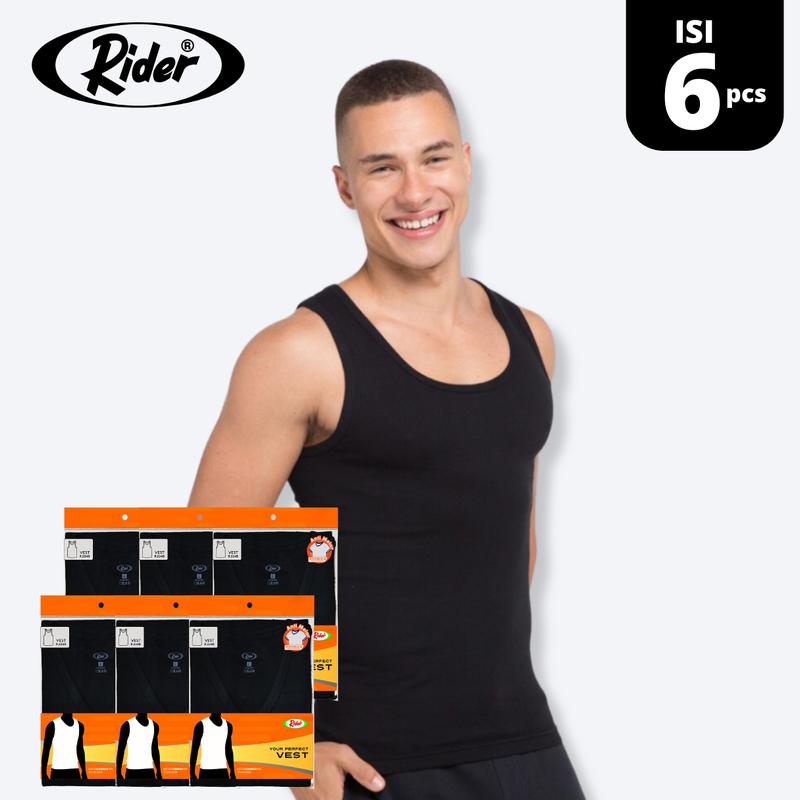 (PROMO GROSIR 6 PCS) Rider Singlet Classic Kaos Dalam Pria Hitam - Shop ...