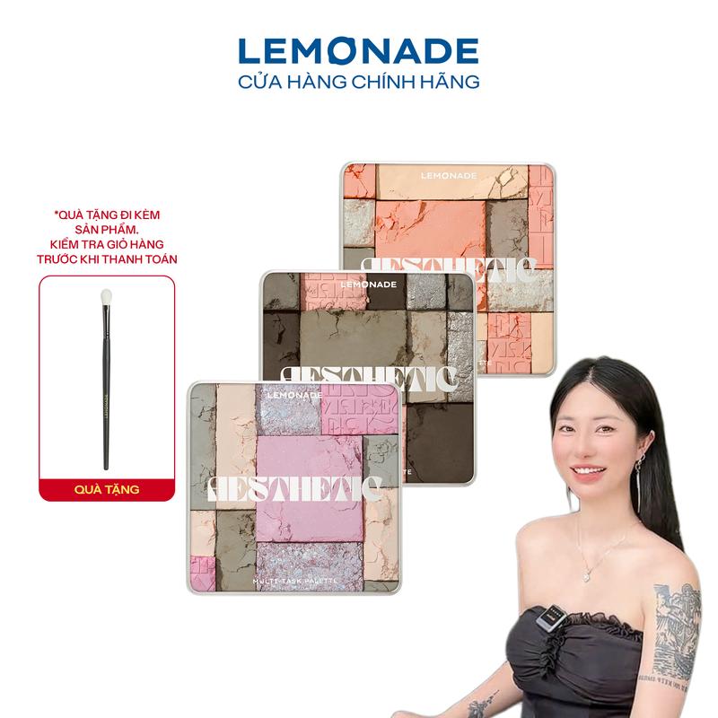   Nhi Lầy x Lemonade   MUA 1 TẶNG 1  MUA 01 Bảng phấn mắt đa năng Lemonade Aesthetic Multi-task Palette 10.8g TẶNG 01 Cọ trang điểm mắt chuyên dụng 