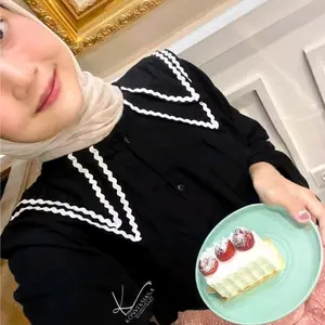 PINKA BLOUSE SAILOR ATASAN WANITA KERAH RENDA KATUN LD 110CM