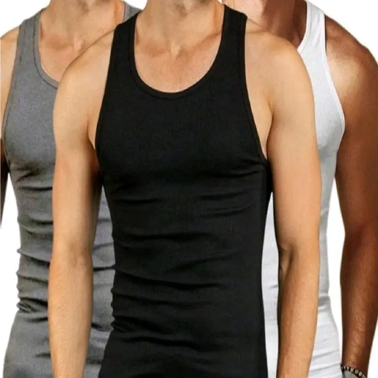 Hemat 3 PCS Singlet Pria Pakaian Dalam Pria Dewasa Katun Atasan Kaos Hitam - Nyaman, Putih, 0