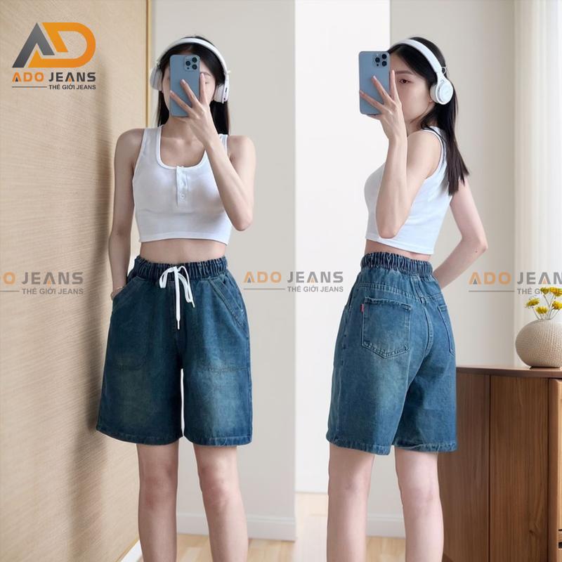 Product Introduction of Quần ngố Jean lưng chun dây thắt, lưng thun co giãn có bigsize  (mã SJ111) Nữ Pants Women 1