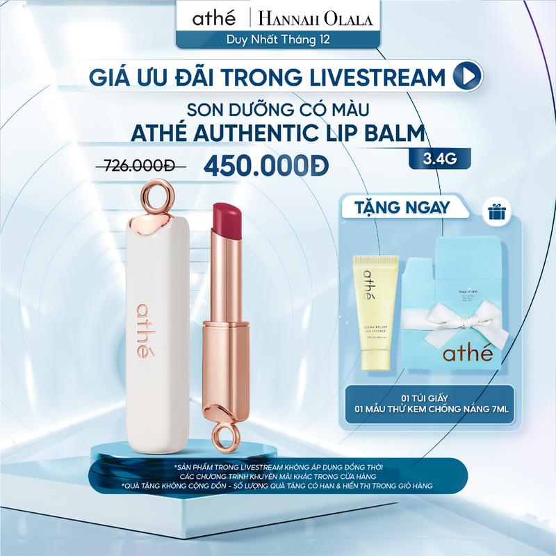   Athé x Hannah Olala  Son dưỡng có màu Athé Authentic Lip Balm cho đôi môi căng mọng 3.4g 