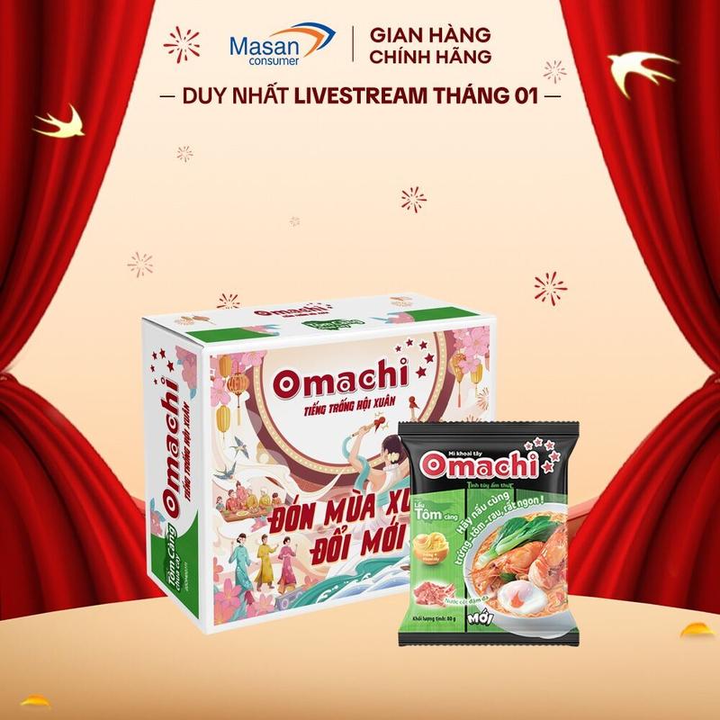 DEAL KOL Mì dinh dưỡng khoai tây Omachi hương vị lẩu tôm càng Thùng 30 gói x 80gr