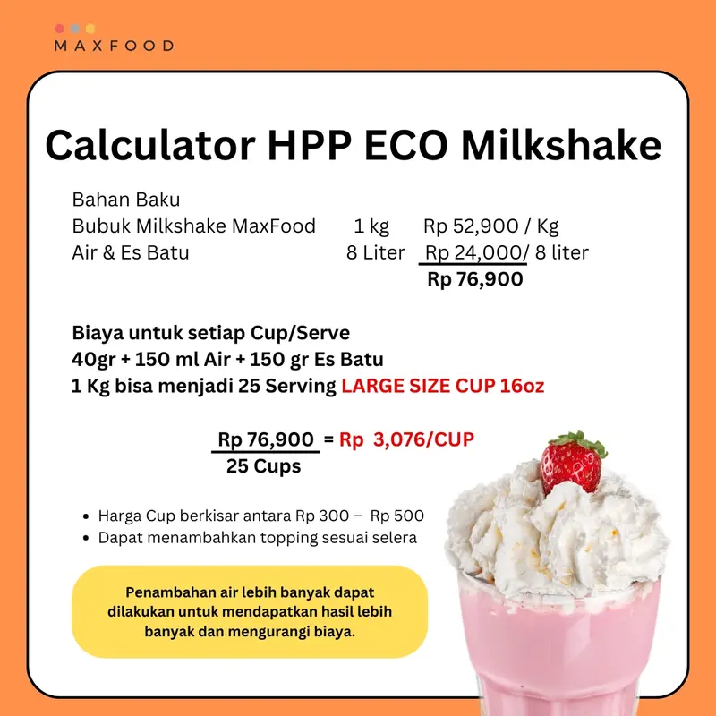 MAXFOOD - [ECO] Strawberry Milkshake Powder / Bubuk Minuman Rasa Stroberi Milkshake Ekonomis 1 KG 4