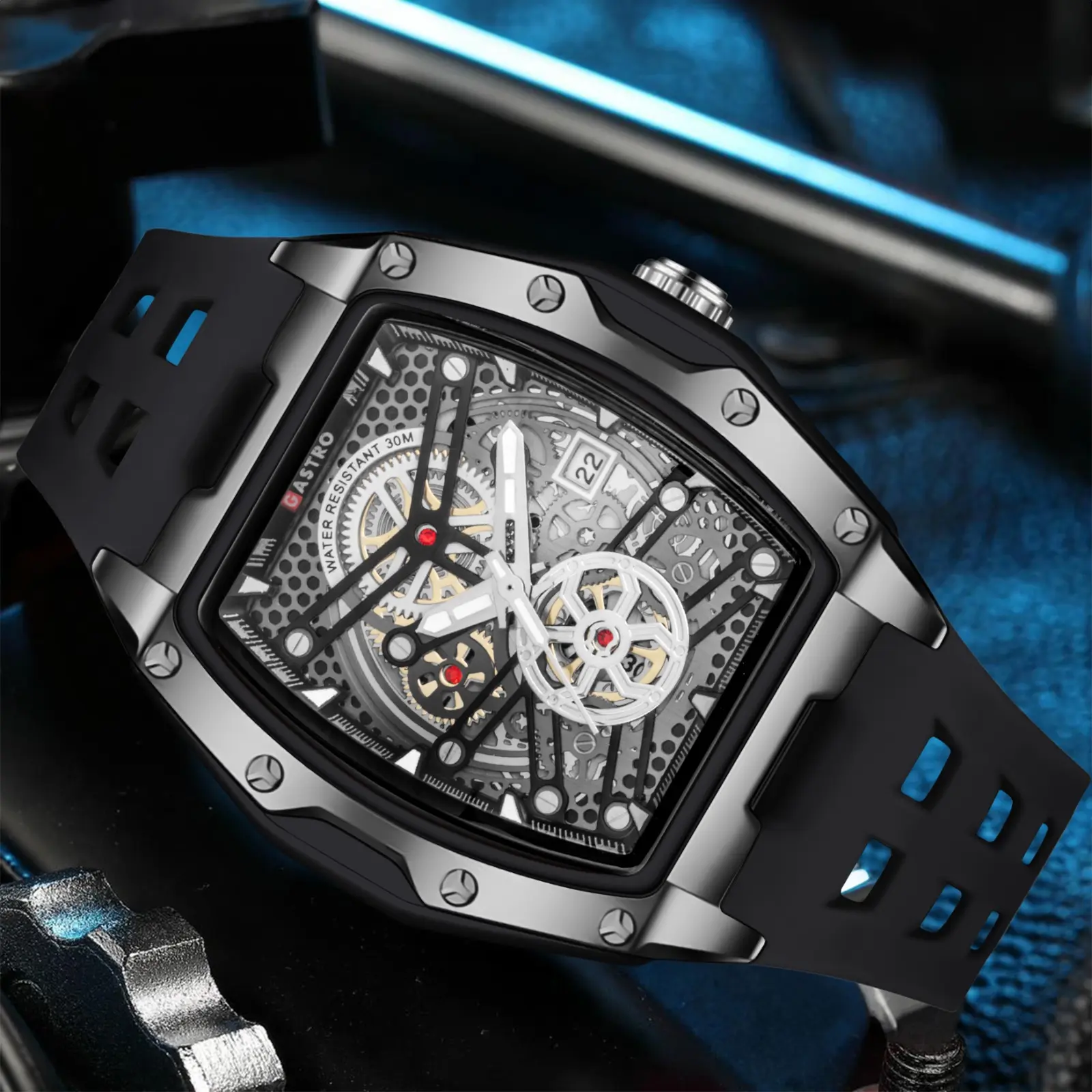 DISKON   Gastro Jam Tangan Pria Sport D30-2 Rubber Water Resistant 3 ATM Watches Waterproof