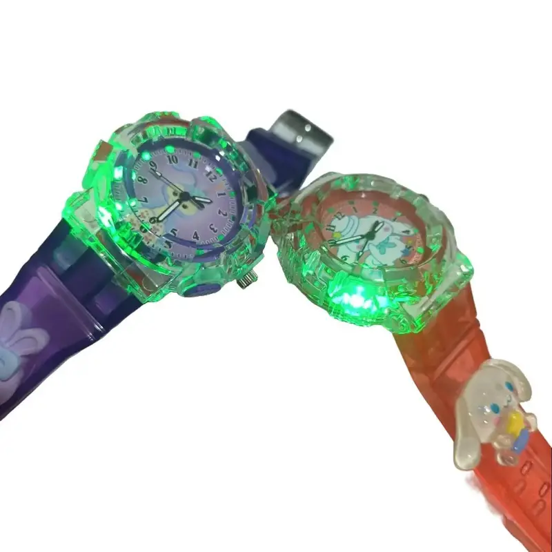 jam tangan anak ada melody dan lampu warna - warni Fashion Karet Led Perempuan 0