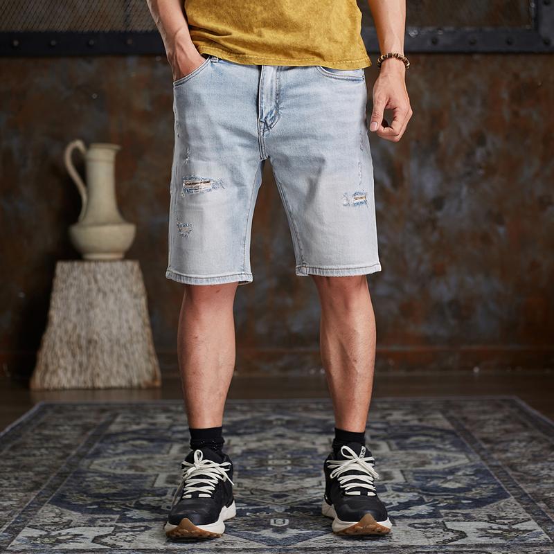 Quần short jean nam, mã 1033, màu sáng Xanh Biển , denim co giãn thoải mái, ôm sát