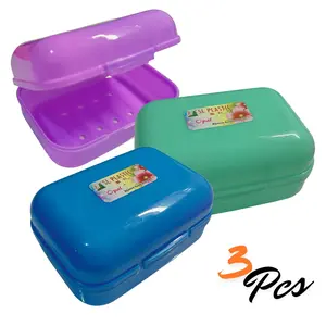 Vegusus Store Wadah Tempat Sabun Mandi SL Plastik Opal 10x7x4.5cm Warna Cerah Hijau Pink Biru Ungu Praktis Tahan Lama Plastik Engsel
