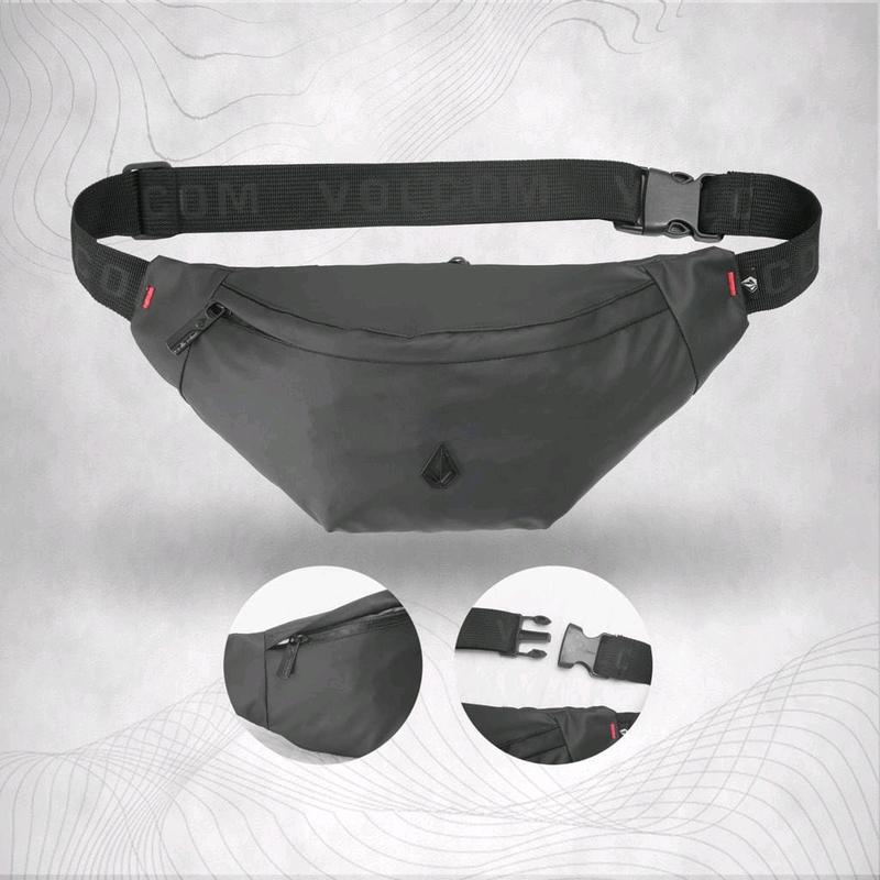 TAS PINGGANG VOLCOMM TAS VOLCOMM WAISTBAG VOLCOMM TAS SELEMPANG VOLCOMM WATERPROOF TAS PRIA WATERPROOF Hitam 1