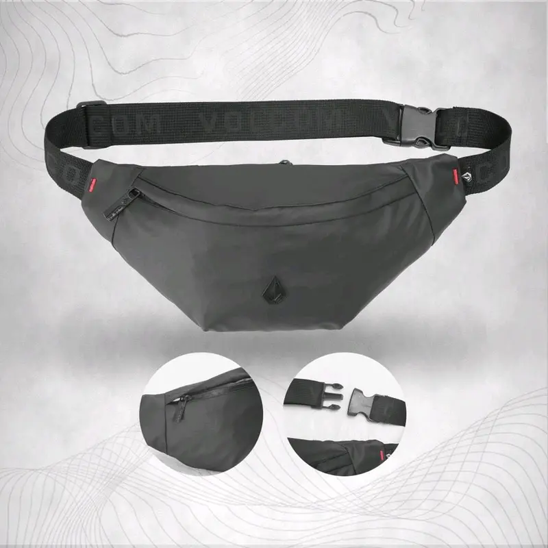TAS PINGGANG VOLCOMM TAS VOLCOMM WAISTBAG VOLCOMM TAS SELEMPANG VOLCOMM WATERPROOF TAS PRIA WATERPROOF Hitam 1