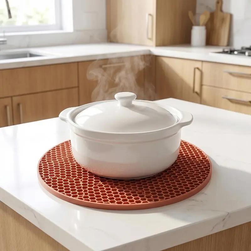 Không trượt Silicone trivet Mat 1pcs chịu nhiệt tổ ong thiết kế cho nhà bếp…