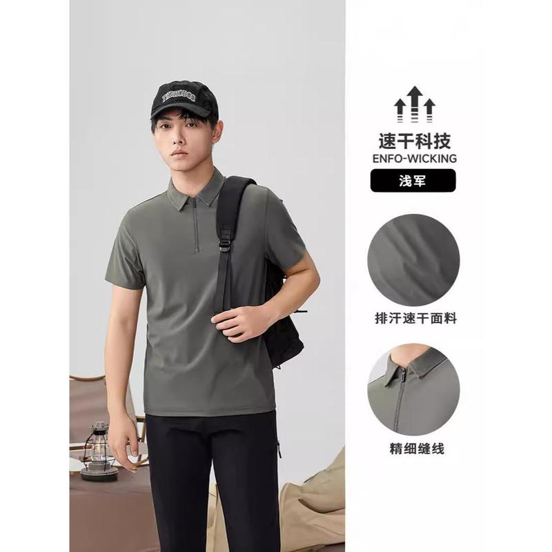 Áo Polo Ngắn Tay, Dijia, Dành Cho Nam Giới, Trang Phục Mùa Hè, Màu Trơn Giá Cả Phải Chăng, Áo Sơ Mi Công Sở Sang Trọng, Cổ Áo, Áo Phông Có Ve Áo Dễ Phối Đồ Thích Hợp Đi Lại 3