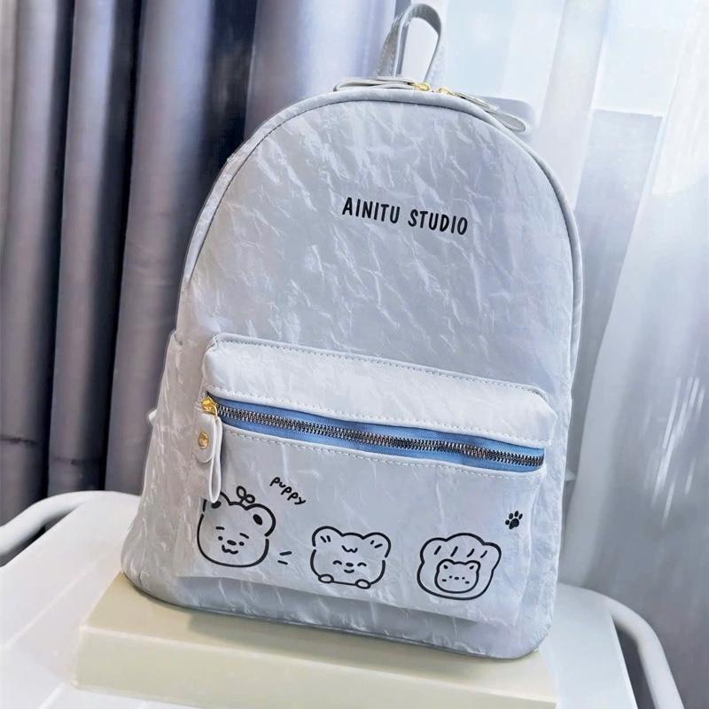 Balo Học Sinh 3 Gấu AINITU Size 40 Quai To Chất Liệu Da PU Hoạ Tiết Nhung Phong Cách Hàn Quốc Dễ Thương Trẻ Trung Sử Dụng Hằng Ngày Đi Làm Đi Học KT D35 C40 R18 cm KL 350g