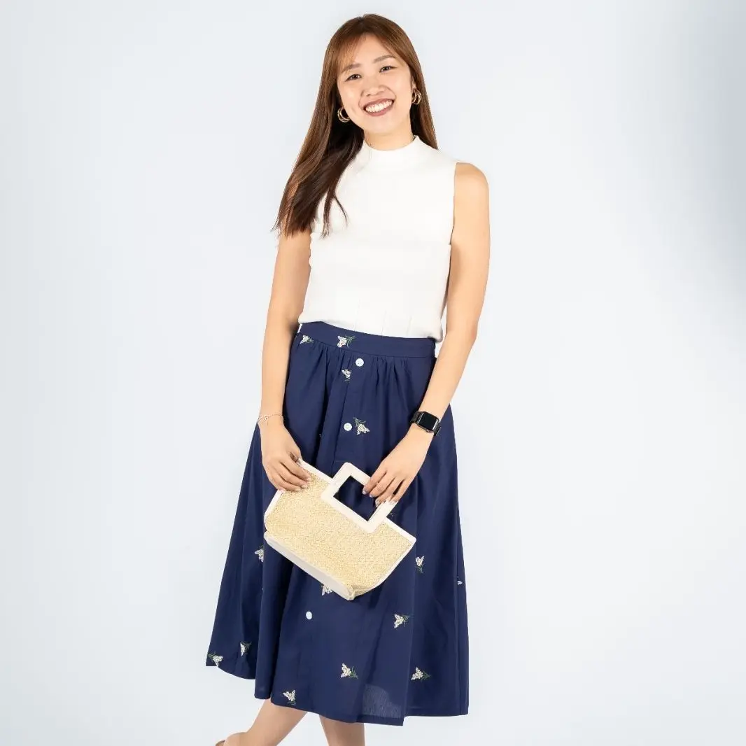 [Sale] Eclatique Perenial Skirt in Navy & White - Womenswear