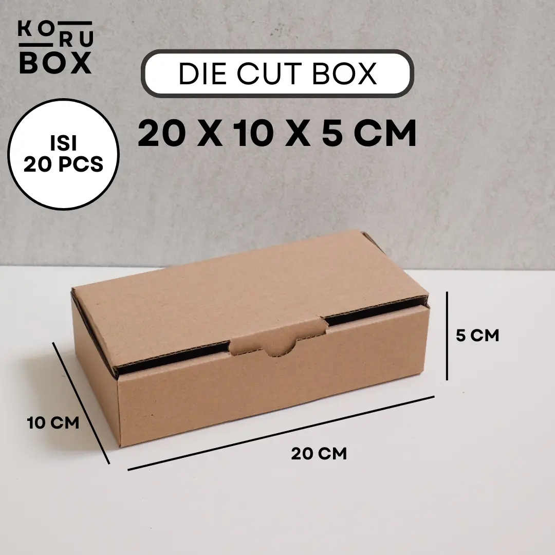 [ISI 20] KORU BOX Kardus Die Cut Mailer 20 x 10 x 5 cm Tanpa Sablon - Bahan B Flute Cokelat
