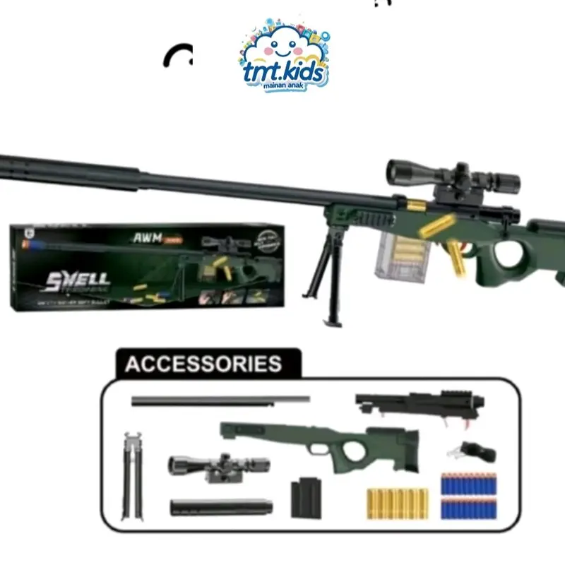 Tmtkids - Mainan Anak Pistol AWM Tembakan Peluru Lunak - Tembakan Pistol Nerf AWM Spons Mainan Anak- Tembakan pistol Nerf AWM kids Toys 5