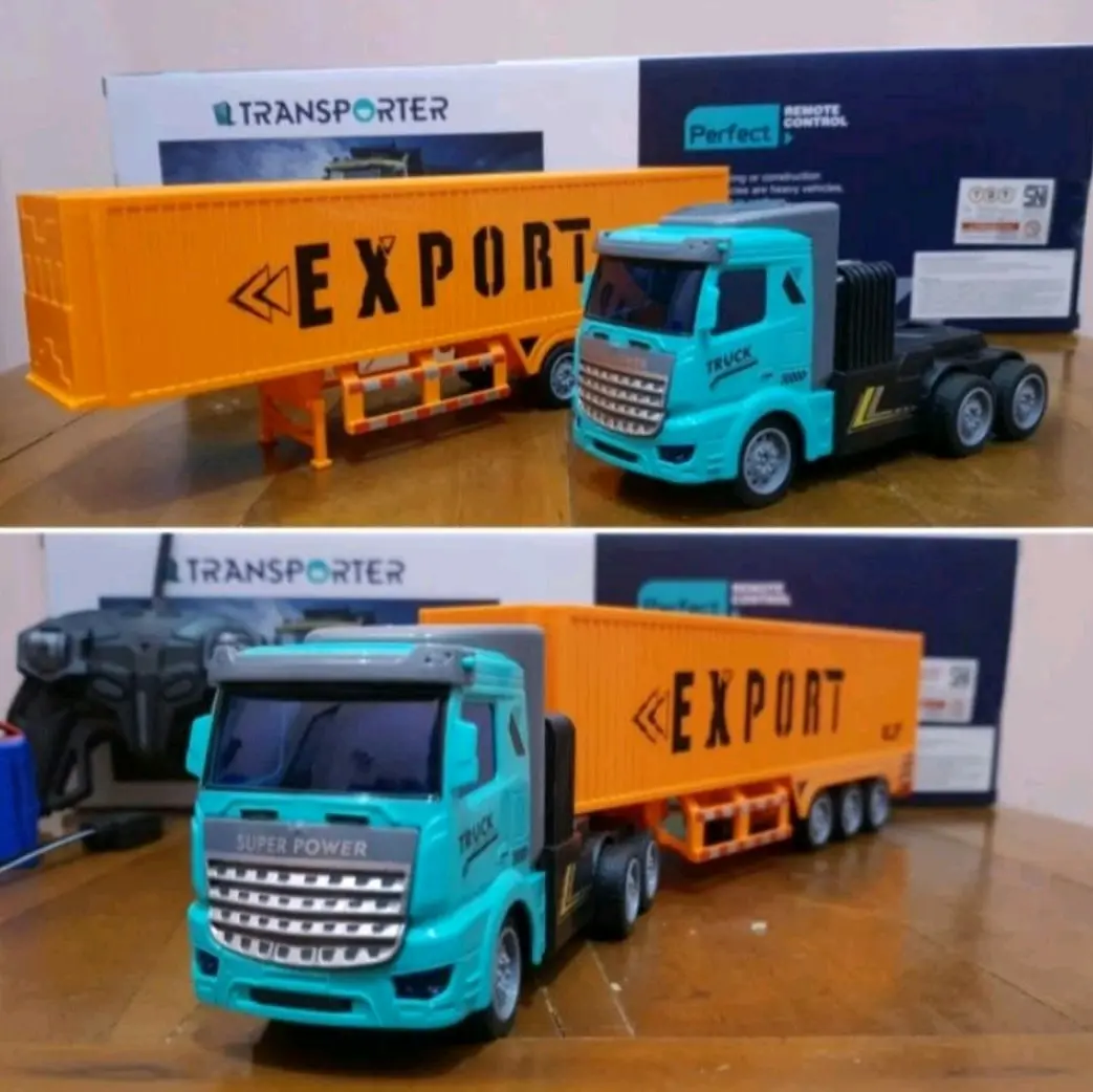 MAINAN Anak RC TRUK BAK TERBUKA TRAILER MOBIL REMOTE CONTROL TRUK KONTAINER  TRANSPORT Baterai