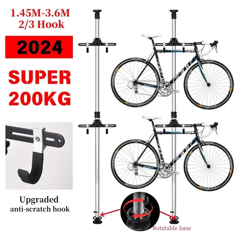 Bicycle Rack Hanger Triple Bike Stand Shelf Floor to Ceiling Dual Bicycle Tower Rack Bike Rack