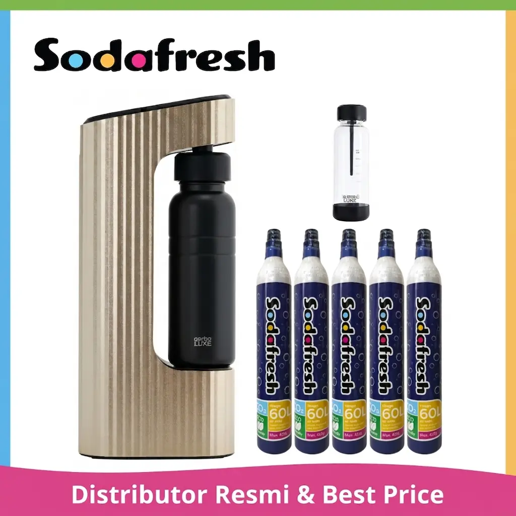 qarbo LUXE Resto Set with Stainless Steel Bottle (Gold) by Sodafresh