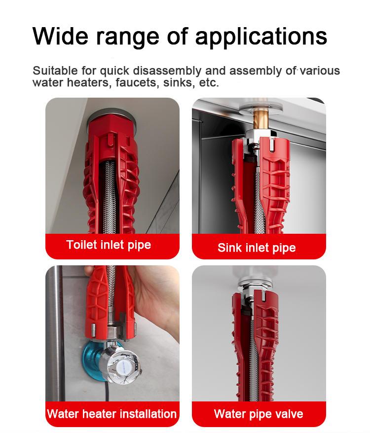 Product Introduction of Cờ Lê Đa Chức Năng, Cho Vòi Nước Nhà Bếp Và Bồn Rửa Gia Đình, Thiết Kế Tám Trong Một, Đai Ốc Lắp Đặt Rời, Dụng Cụ Hữu Ích Để Cố Định 2