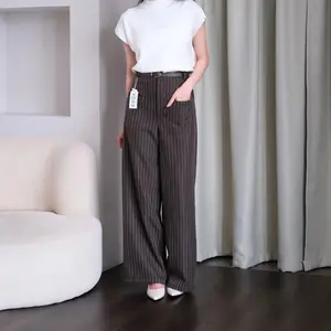 Elora Pants - Loose Pants Stripe Trouser Wanita - Celana Garis Kulot Casual Formal