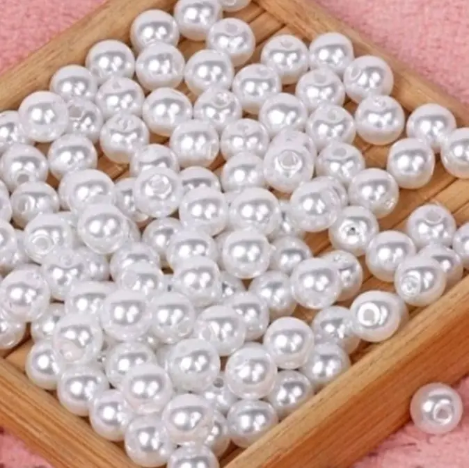 (15 gram) manik manik mutiara sintetis pearl beads 6mm/8mm manik mutiara ringan mutiara imitasi mote bulat bahan kerajinan gelang kalung DIY