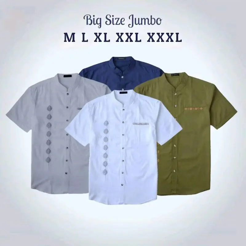 Baju Koko Pria Lengan Pendek Motif Bordir Koko AK dari Katun Vito Model Dewasa Muslim