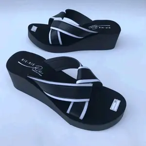 Sandal wedges wanita terbaru kekinian model kokop/slop PTR 2025 Sendal Shoes
