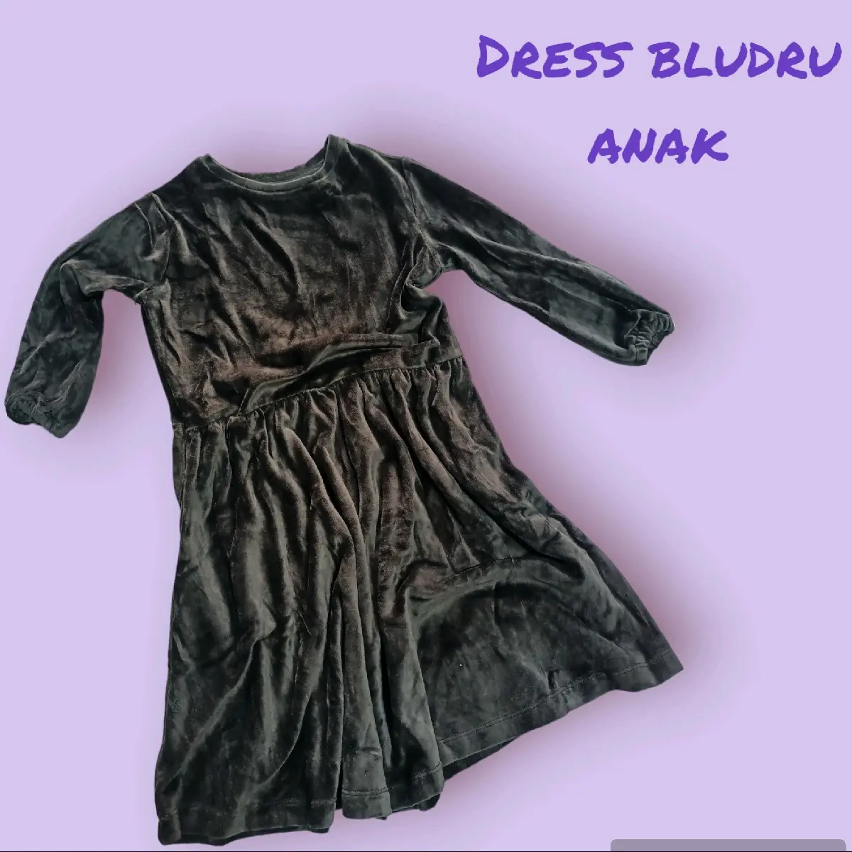 Baju Dress Bludru Anak Perempuan Lucu Manis Polos Fashion