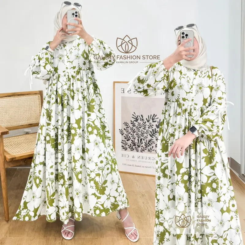 Midi Dress Pita Rayon Premium  Gamis Jumbo Busui Zipper  Kode Illaya By Kamalin 3