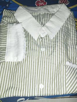 Product Review of Lulu blouse strip salur premium LD 110 120 130 140 kemeja crop jumbo from c**🦋 3