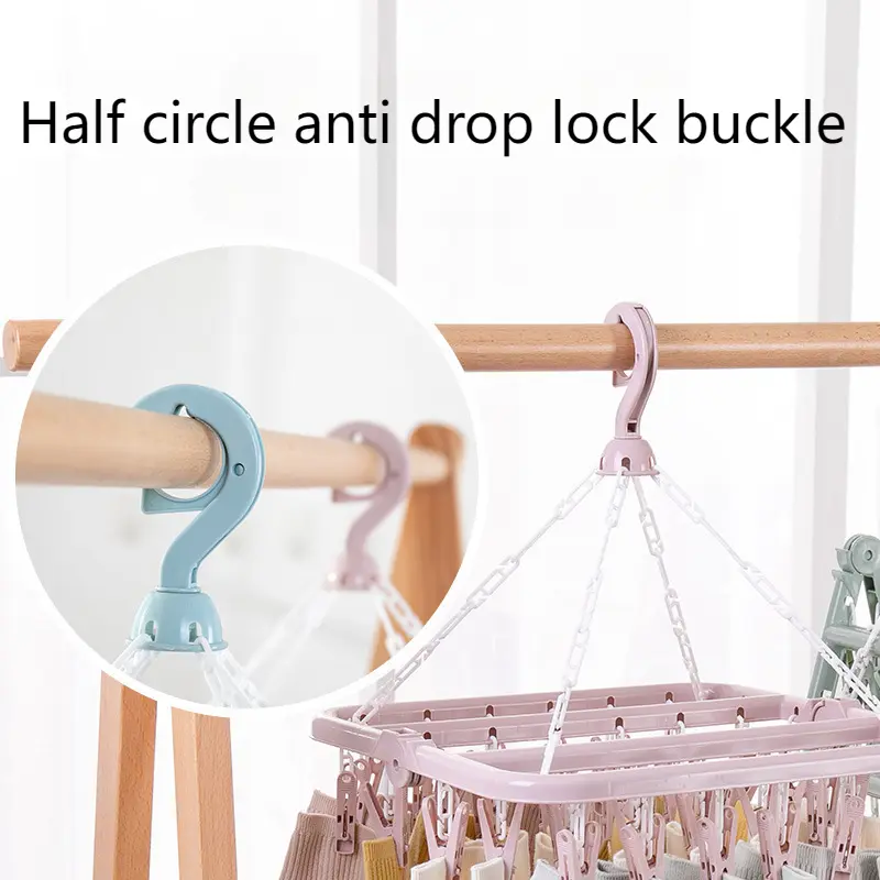 Móc Treo Máy Sấy Quần Áo Gấp Gọn, 32 Kẹp, Chống Gió, Cho Tất Và Đồ Lót, Giá Phơi Đồ, Thích Hợp Cho Đồ Gia Dụng, Cho Trẻ Em Và Người Lớn, Có Thể Được Sử Dụng Làm Giá Đựng Đồ Hoặc Giặt Là 2