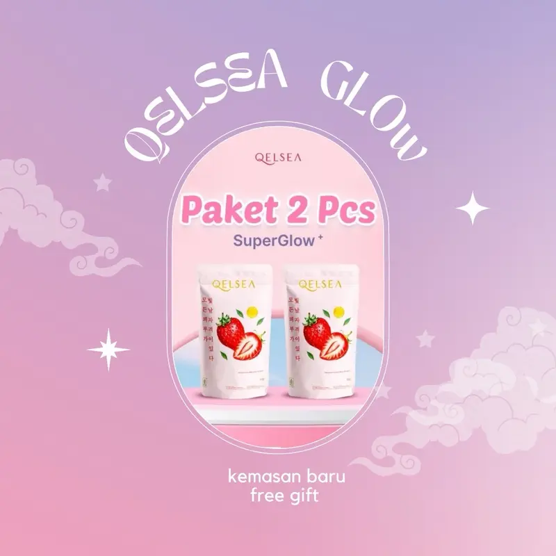2 PCS Super Glow Collagen Drink Qelsea Qbast Stoberi 360 Glutathion Mencerahkan Kulit suplemen 1
