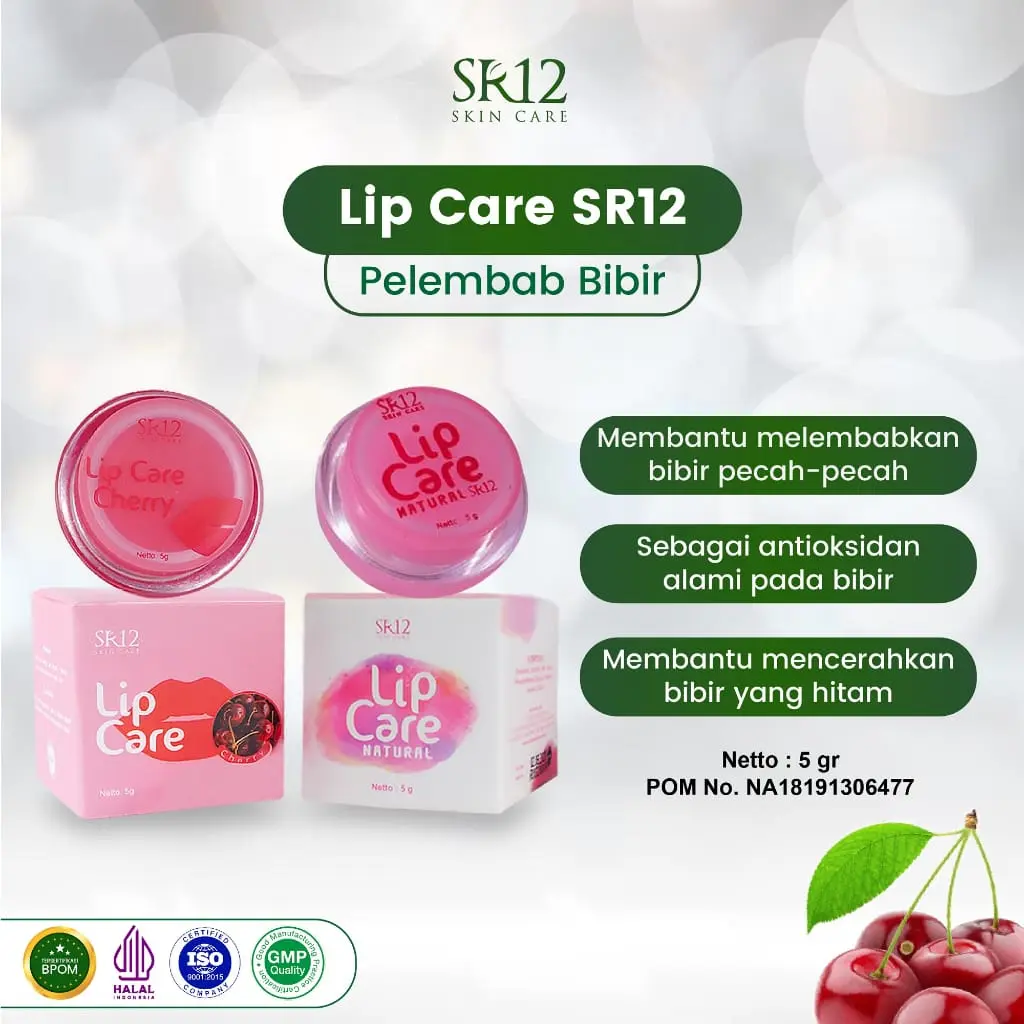 Lip Care SR12 Lip Balm Pelembab Bibir Pencerah Warna Bibir Alami Solusi Bibir Kering dan Hitam BPOM