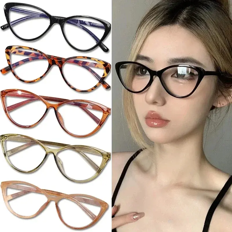 Korean  SS24 Y2K Large Cat Eye Frame Eyewear Fashionable Girls Glasses Clear Lenses Decorative Glasses
