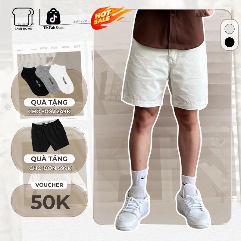 OUTLET SALE 80% Quần short kaki nam chất vải jean cotton form regular trên gối năng động dễ phối đồ QK09 BAMMIHOME store