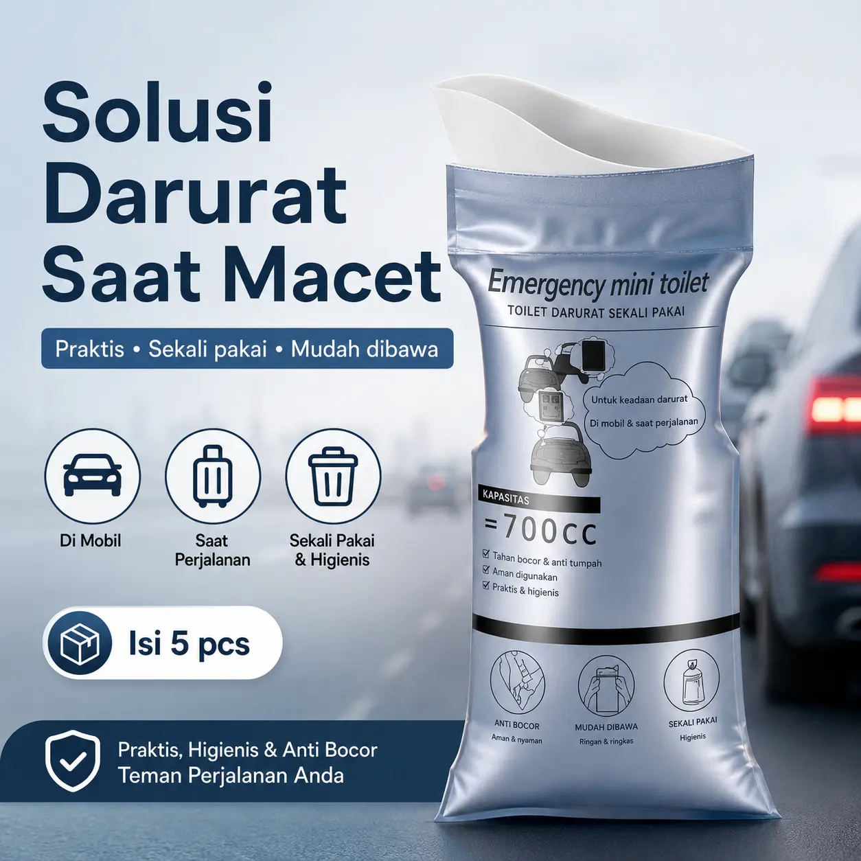 Urinal Portable Sekali Pakai Pria Wanita Kantong Urine Travel Outdoor Camping Darurat Anti Bocor Praktis Higienis & Anti Bocor Teman Perjalanan Anda - Sandal, Remote