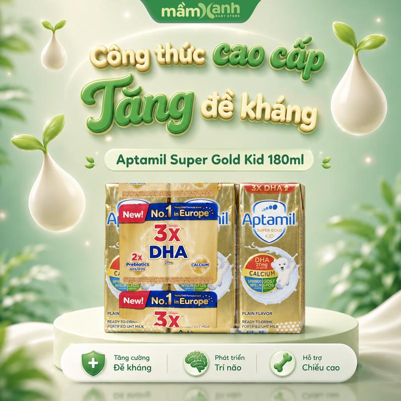 Sữa dinh dưỡng pha sẵn Aptamil Super Gold 180ml - Lốc