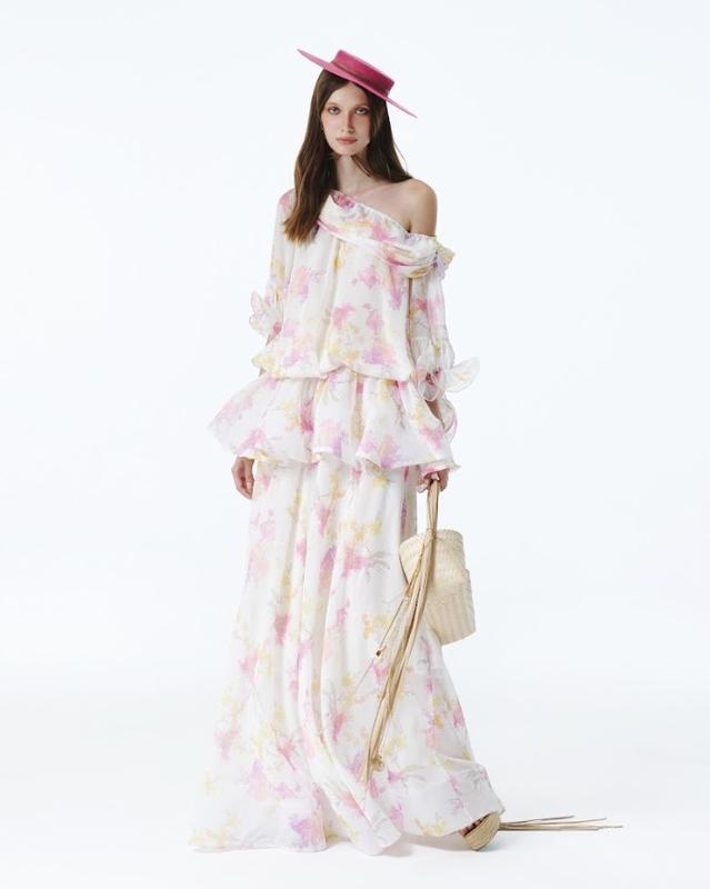  ONONMADE Set Áo Lệch Vai Tầng Bèo Chân Váy Dài Hoa Nhí Noeva Set. 