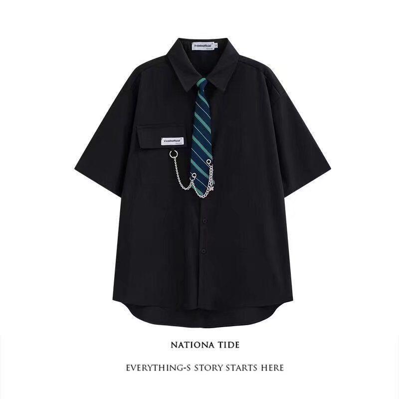 Áo sơ mi cà vạt JK dành cho nam và nữ, phong cách Hàn Quốc thanh lịch, phong cách hoang dã Preppy, Nhật Bản, cùng phong cách, Thương Hiệu Thời Trang , mùa xuân, áo rộng rãi