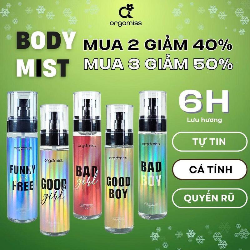   MUA 3 GIẢM 50% MUA 2 GIẢM 40%  Xịt thơm Body ORGAMISS Nước Hoa Toàn Thân Nam Nữ Đi Học Đi Chơi Hẹn Hò Lưu Hương Tốt Mist Perfume Cosmetic Women Mỹ Phẩm Chai Xịt 30ml - 105ml Xịt Thơm 