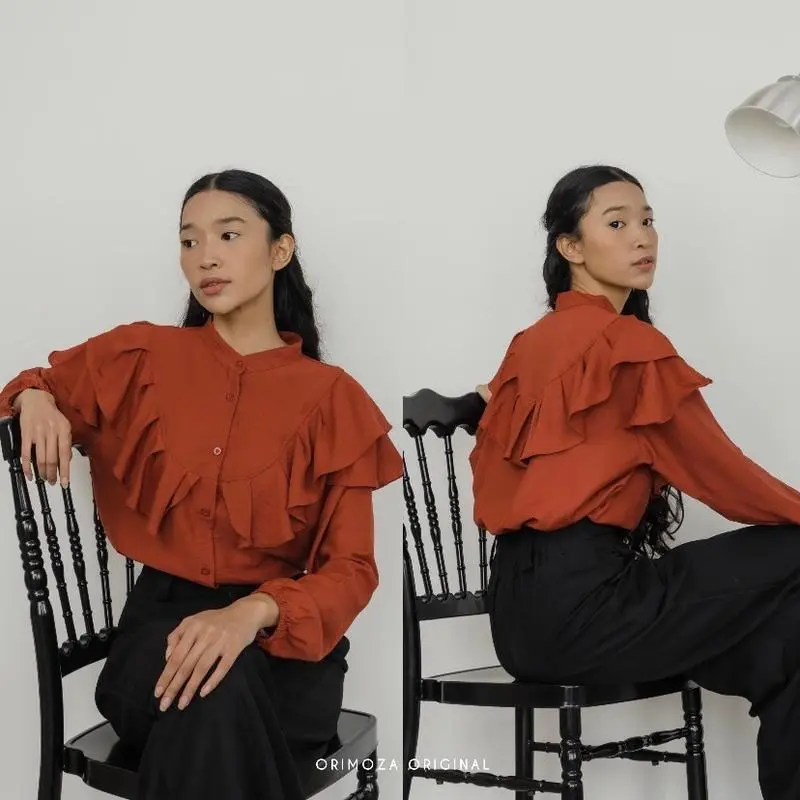 RAFELLA BLOUSE KEKINIAN POLO LINEN PREMIUM KEMEJA WANITA TERBARU 7