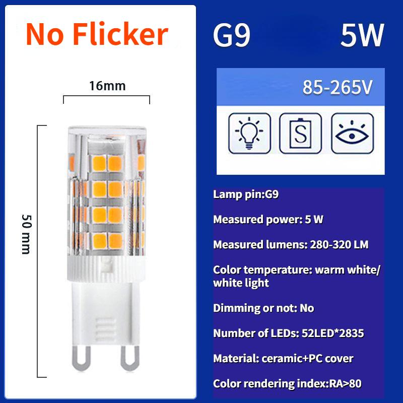 BIA Flicker-free G9 LED Corn Light, Wide Voltage 100-240V, High Brightness Energy-saving G9 LED Bulb, Ceramic, 5W, 9W, 10W, Warm White, White Light, Excellent Lighting 4