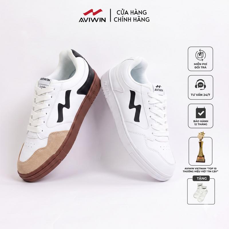 Giày Sneaker Thể Thao AVIWIN AviRise AVR Unisex Nam Nữ Đế TPR Đế Cao 3cm Chống Trơn Trượt Dáng Basic, Đi Học, Đi Chơi, Đi Làm