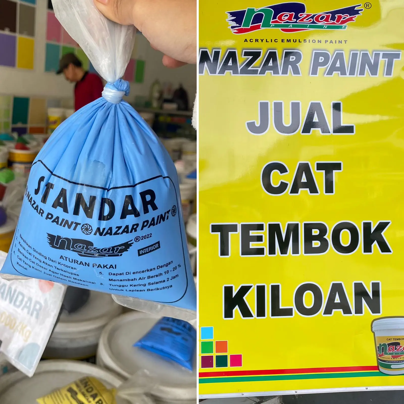 [ PROMO ]CAT TEMBOK KILOAN CAT TEMBOK 1 KG CAT DINDING 1 KG CAT TEMBOK BERKUALITAS  CAT TEMBOK ASLI NAZAR PAINT CAT DINDING CAT TEMBOK STANDAR NAZAR PAINT  CAT TEMBOK KG AN CAT KG AN INTERIOR CAT TEMBOK KUALITAS STANDAR