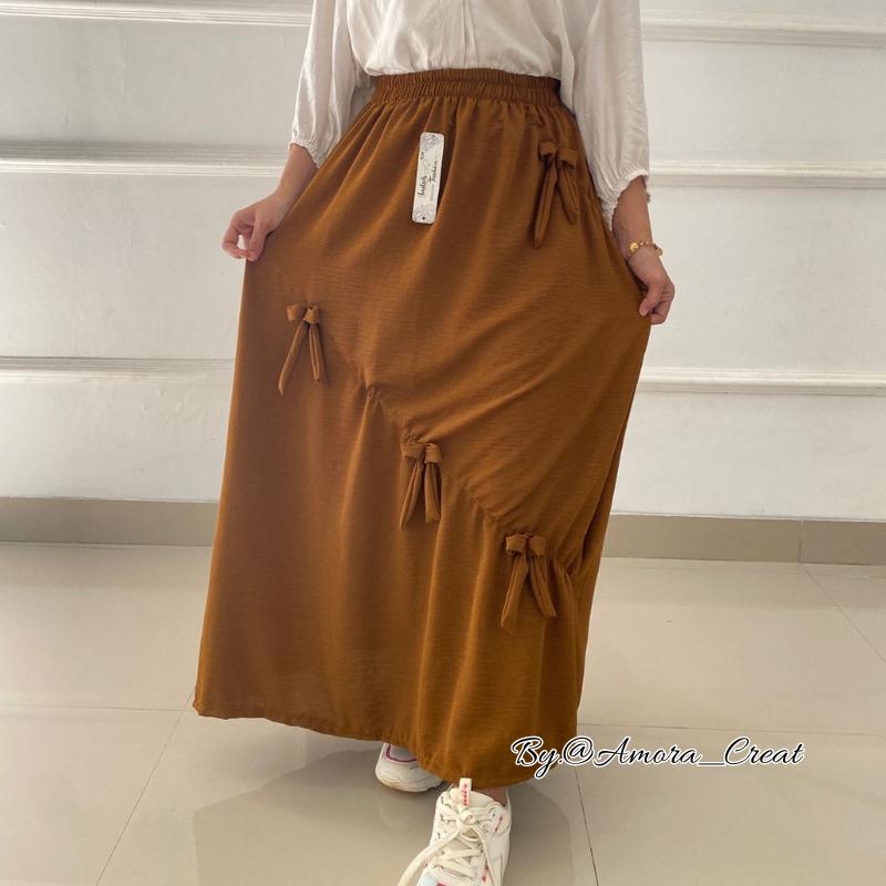 Rok Terbaru pita// rok wanita // rok dewasa // rok premium // rok pita // rok jumbo bb 40-75kg Cantik Nyaman Panjang Melar Serut Santai Pendek Variasi amora  skirt 9